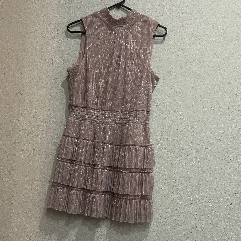 Express Glittery Sleeveless Mini Dress in Pink